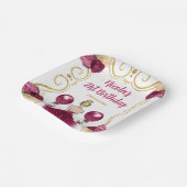 Assiettes En Carton Anniversaire Blonde Princesse en Bourgogne Rouge (Angulaire)