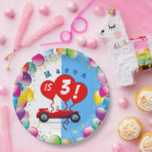 Assiettes En Carton Anniversaire Boy Racecar et ballons Plaque en papi (Fête)