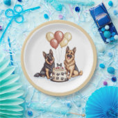 Assiettes En Carton Anniversaire Chiens berger allemands Chiens d'anni (Fête)