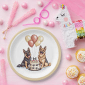 Assiettes En Carton Anniversaire Chiens berger allemands Chiens d'anni (Fête)