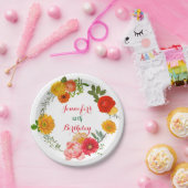 Assiettes En Carton Anniversaire Coloré Fleur Wreath (Fête)