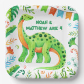 Assiettes En Carton Anniversaire conjoint de Brontosaurus Dinosaur (Recto)