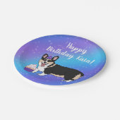 Assiettes En Carton Anniversaire Corgis Bleu Et Violet (Angle)