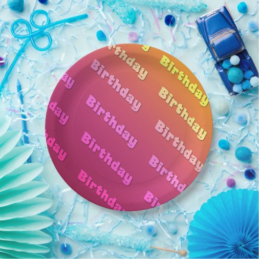 Assiettes En Carton Anniversaire (couleur rose duel) (Fête)