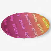 Assiettes En Carton Anniversaire (couleur rose duel) (Angle)