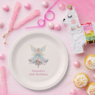 Assiettes En Carton Anniversaire Couleurs Pastel de Fée Ange Magique