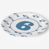 Assiettes En Carton Anniversaire customisé en Police Bleue Fête d'anni (Angle)