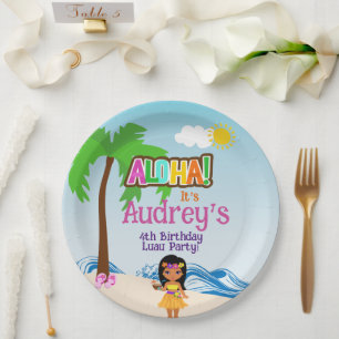Assiettes En Carton Anniversaire d'Aloha Luau