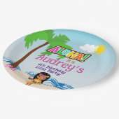 Assiettes En Carton Anniversaire d'Aloha Luau (Angle)