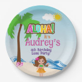 Assiettes En Carton Anniversaire d'Aloha Luau (Devant)