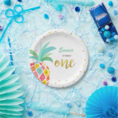 Assiettes En Carton Anniversaire d'ananas Plaques de papier Tropical L (Fête)