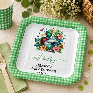 Assiettes En Carton Anniversaire de 1 an de garçon Canard Chanceux Aqu