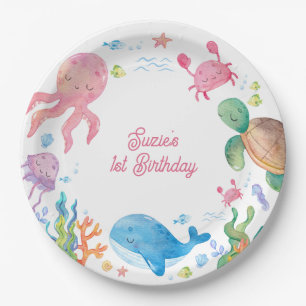 Assiettes En Carton Anniversaire de 1 an Under the Sea Kids