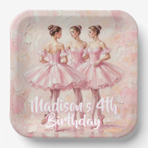 Assiettes En Carton anniversaire de ballerine rose coquette