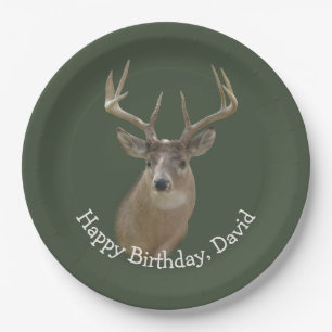 Assiettes En Carton Anniversaire De Big Buck Deer Sur Green