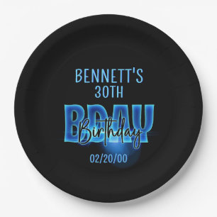 Assiettes En Carton Anniversaire de Blue Neon