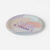 Assiettes En Carton Anniversaire de Boho Pastel Rainbow (Angle)