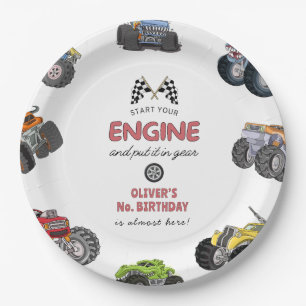 Assiettes En Carton Anniversaire de camion monstre, garçon de tout âge