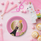 Assiettes En Carton Anniversaire de Champagne de l'or 50 rose fabuleux (Fête)