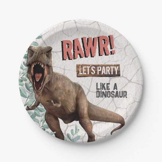 Assiettes En Carton Anniversaire de Dinosaur (Devant)