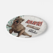 Assiettes En Carton Anniversaire de Dinosaur (Angle)
