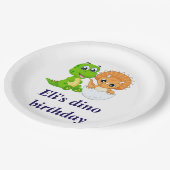 Assiettes En Carton Anniversaire de Dinosaur (Angle)