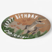 Assiettes En Carton Anniversaire de Dinosaur (Angle)