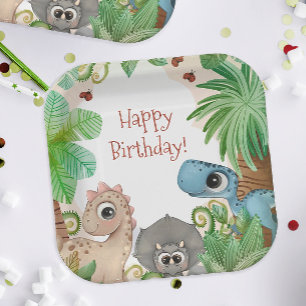 Assiettes En Carton Anniversaire de dinosaure pour enfants