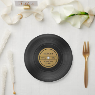 Assiettes En Carton Anniversaire de disque vinyle rétro