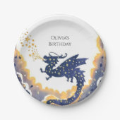 Assiettes En Carton Anniversaire de dragon simple enchanté (Devant)
