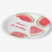 Assiettes En Carton Anniversaire de enfant cool de pastèque (Angle)