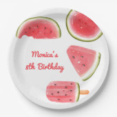 Assiettes En Carton Anniversaire de enfant cool de pastèque (Devant)