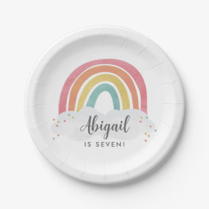 Assiettes En Carton Anniversaire de enfant de calligraphie arc-en-ciel