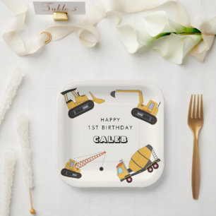 Assiettes En Carton Anniversaire de enfant de camion de vidange de con