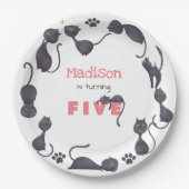 Assiettes En Carton Anniversaire de enfant de chat noir (Devant)