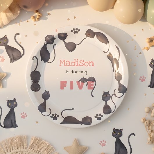 Assiettes En Carton Anniversaire de enfant de chat noir