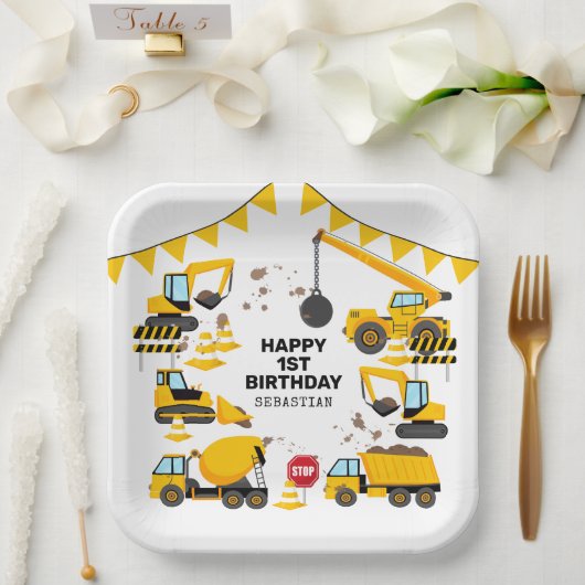 Assiettes En Carton Anniversaire de enfant de construction (Mariage)