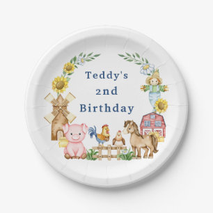 Assiettes En Carton Anniversaire de enfant de ferme moderne simple