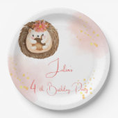 Assiettes En Carton Anniversaire de enfant de hérisson aquarelle (Devant)