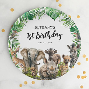 Assiettes En Carton Anniversaire de enfant de Safari Animaux