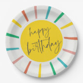 Assiettes En Carton Anniversaire de enfant de script Sun brillant (Devant)