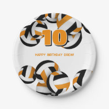 anniversaire de enfant de volley-ball noir orange