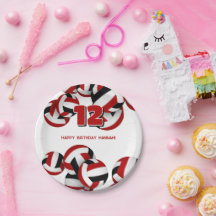 anniversaire de enfant de volley-ball noir rouge