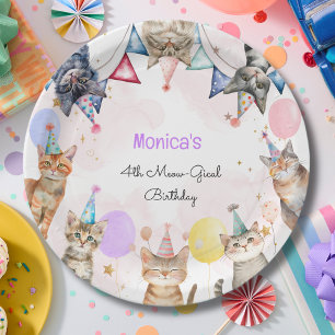 Assiettes En Carton Anniversaire de enfant mémiogique des chats de fêt