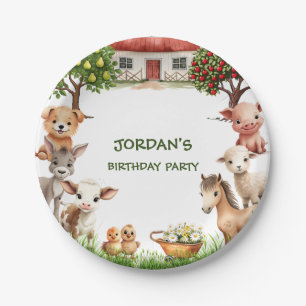 Assiettes En Carton Anniversaire de enfant Party Animaux de ferme pour