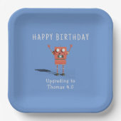 Assiettes En Carton Anniversaire de enfant robot Red 3D (Recto)