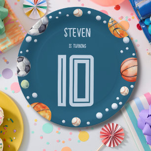 Assiettes En Carton Anniversaire de enfant sportif de balle