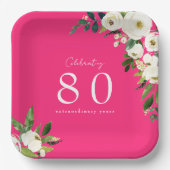 Assiettes En Carton Anniversaire de fleurs blanches chaudes (Recto)