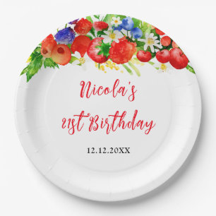 Assiettes En Carton Anniversaire de fruits rouges d'été