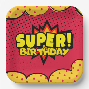 Assiettes En Carton Anniversaire de garçon super-héros de bande dessin